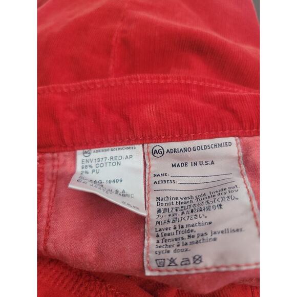 Adriano Goldschmid Jeans Sz 26 The Stevie Slim Straight Red Corduroy AG - Picture 7 of 11